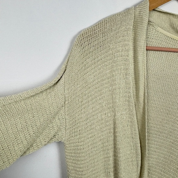 J. Jill Womens Linen Open Knit Cardigan Sweater Sz L Beachy Coastal Open Front - Picture 5 of 12